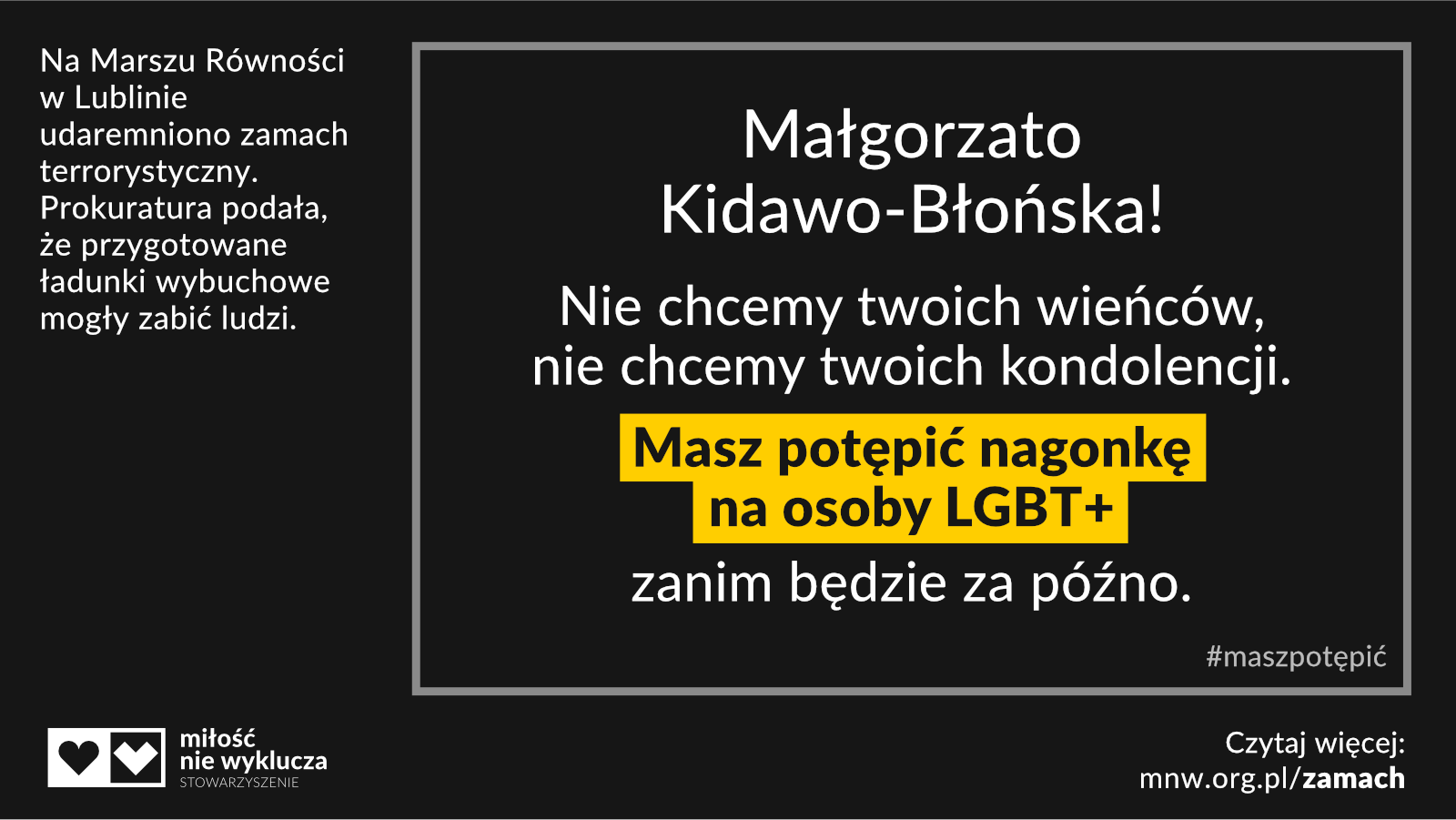 Kidawa-Błońska #maszpotepic zamach LGBT+