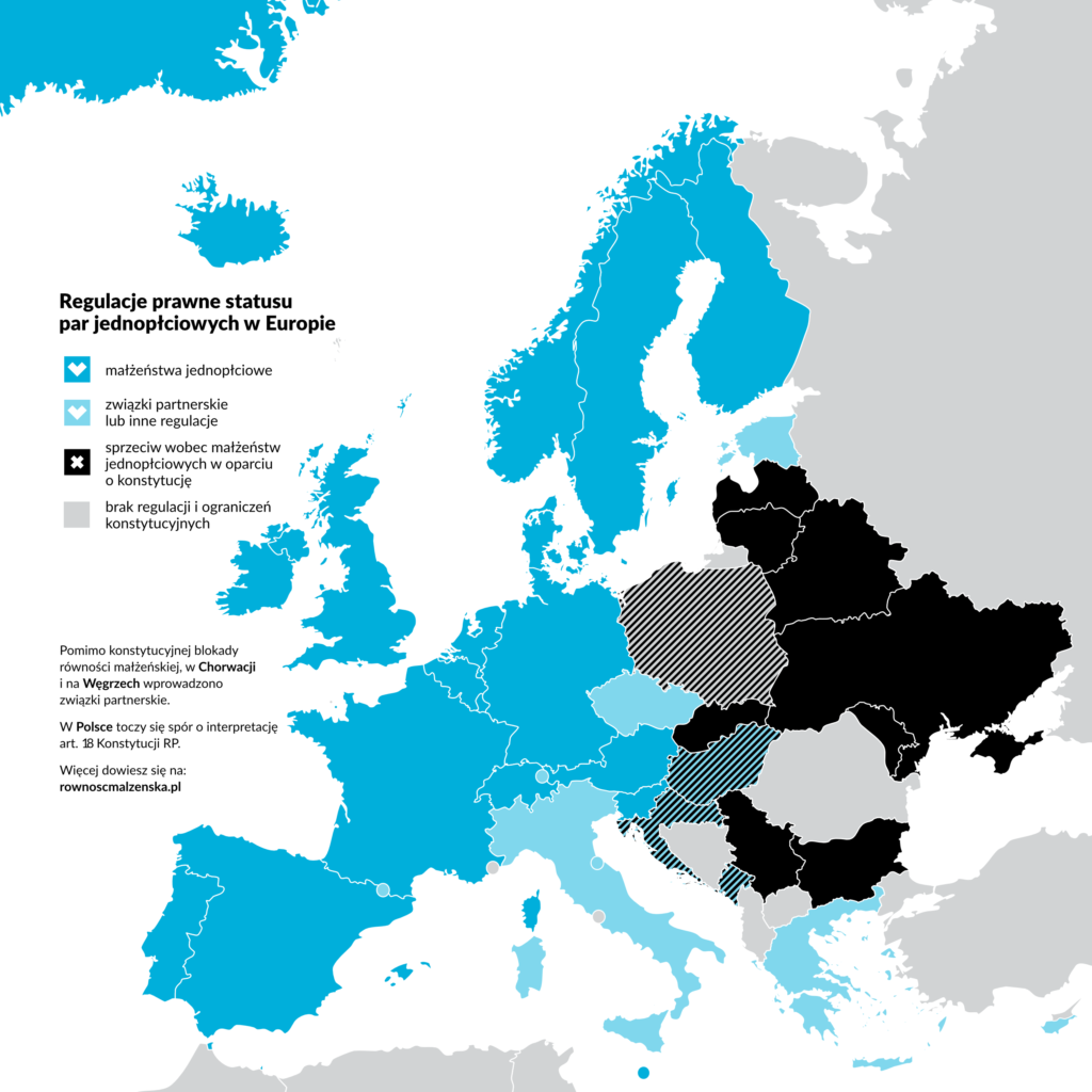 Związki partnerskie i równość małżeńska par tej samej płci w Europie. Stan z 2022 roku